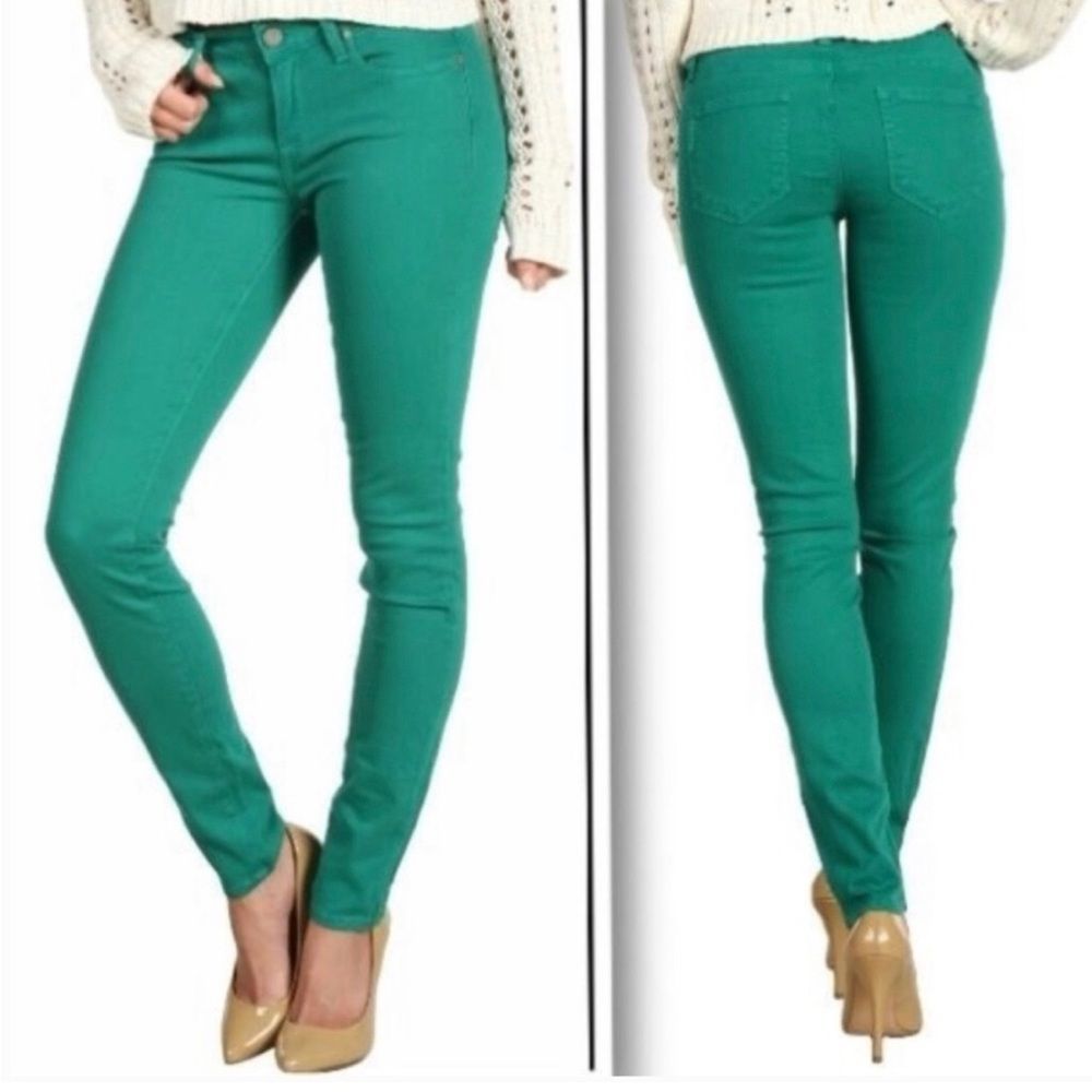 PAIGE Bright Green Skyline Ankle Peg Denim Jeans size 24